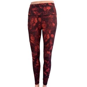 Athleta Rainier Tie Dye Leggings Red Black Running Training XXS